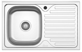 Set Masca Chiuveta Karo, Antracit/Alb, 80 x 50 x 80 cm, Chiuveta Inox, Cuva dreapta, Baterie Flexibila