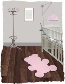 Covor lucrat manual pentru copii Nattiot Little Teddy, 80 x 100 cm, roz