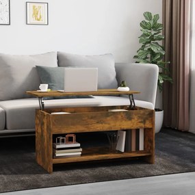 vidaXL Măsuță de cafea, stejar fumuriu, 102x50x52,5 cm, lemn prelucrat