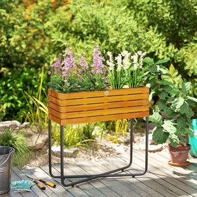 Outsunny Ghiveci cu suport pentru flori găuri de drenaj lemn acacia 62 x 22,5 x 61 cm efect lemn natural | Aosom Romania