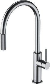 Baterie bucatarie cu dus extractibil Omnires Switch cu sistem filtrare apa finisaj nichel periat