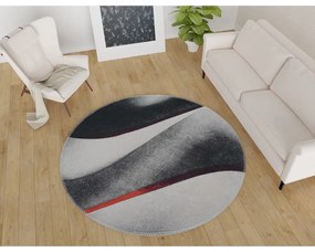 Covor negru-alb lavabil rotund ø 120 cm – Vitaus