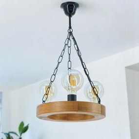 Lustră pe lanț IOS 3xE27/60W/230V d. 30 cm fag