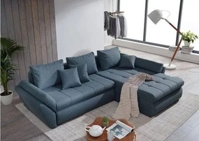 Colțar extensibil dumonde cu ladă de depozitare si sezut confortabil din spuma high-density, Loana Enjoy Blue II 270x185 cm