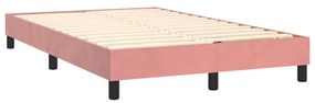 Pat box spring cu saltea, roz, 120x200 cm, catifea Roz, 120 x 200 cm, Design simplu