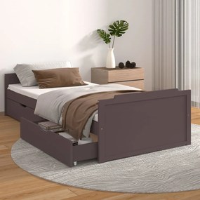 322162 vidaXL Cadru de pat cu sertare, maro închis, 90x200 cm, lemn de pin