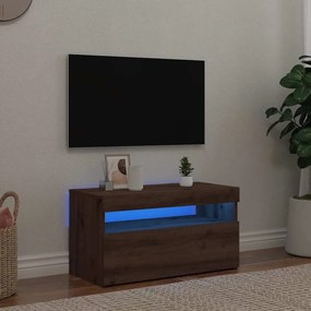 vidaXL Dulap TV cu LED stejar artizanal 75x35x40 cm lemn prelucrat