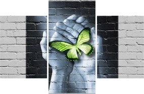 Tablou - Fluture verde în perete (90x60 cm)