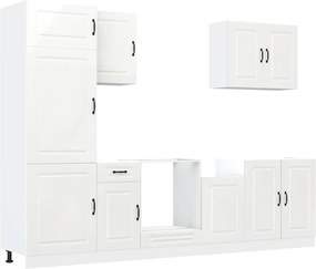 vidaXL Set dulap de bucătărie 7 piese „Kalmar” alb lucios Lemn