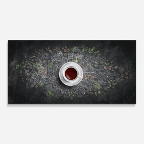 Panou Sticla Bucatarie, 60x150cm, Protectie aragaz, Antistropi, Termorezistent, Alimente, Cafea, Black Board Coffee