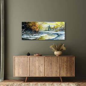 Tablou - Râu de iarnă, pictură în ulei (120x50 cm)