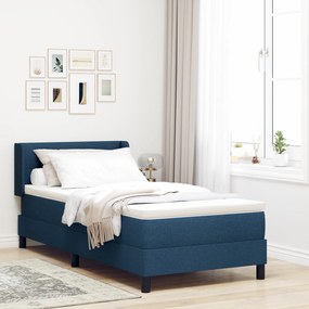 vidaXL Pat cu arcuri și saltea , Albastru – 90 x 200 cm, Poliester