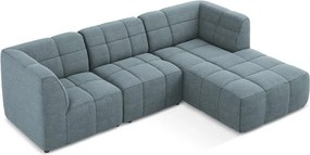 Colțar albastru cu tapițerie din țesătură bouclé (cu colț pe partea dreaptă/cu șezlong) Aloha – Makamii