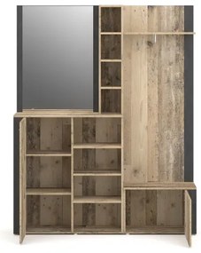 Panou de hol cu oglindă KEVIN, maro/negru