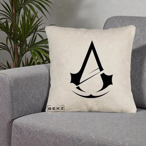 Perna Personalizata Assassin's Creed Minimalist, 40x40 cm, Bej Canapea, Husa Detasabila, Perna Inclusa, BEKZ®