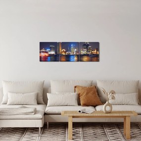 Tablou - Reflectările nopții (cu ceas) (90x30 cm)