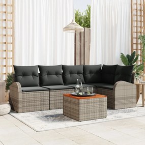 vidaXL Set canapea grădină 6 piese cu perne gri ratan polimer acacia