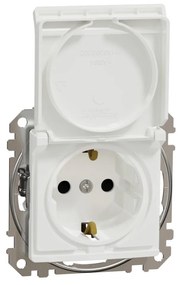 Priza simpla cu impamantare, cu capac, 16A, IP20, Alb Schneider Sedna Design