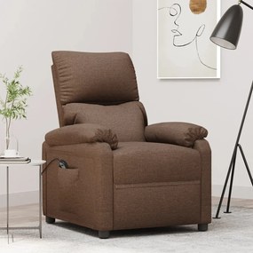 3073825 vidaXL Fotoliu rabatabil electric, maro, material textil