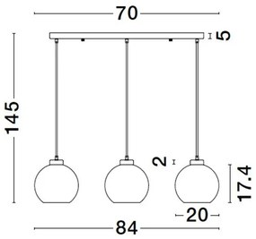 Lustra cu 3 pendule modern PALMER fumuriu