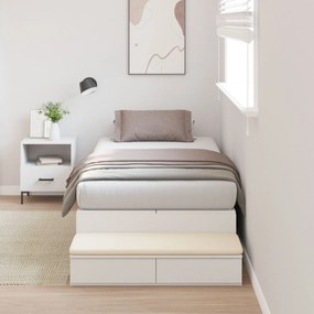 vidaXL Cadru de pat cu depozitare Alb 75x190 cm