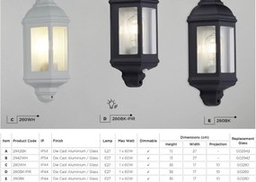 Aplica perete de exterior stil traditional IP44 Outdoor 280BK SRT