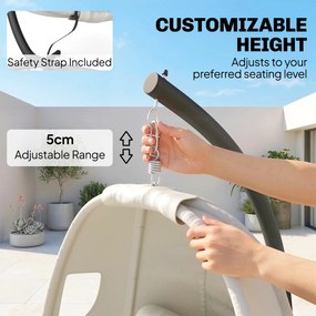 Outsunny Fotoliu suspendat cu cadru, coș pliabil cu pernă groasă, înălțime reglabilă, centură de siguranță până la 120 kg | Aosom Romania