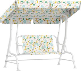 AIYAPLAY Leagăn pentru Copii cu Copertină Reglabilă și Centură de Siguranță, 120x112x75 cm, Alb | Aosom Romania