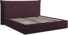 Pat matrimonial violet tapițat cu spațiu de depozitare cu somieră 140x200 cm Esala – Makamii