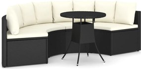 vidaXL Set mobilier de grădină cu perne, 5 piese, negru, poliratan