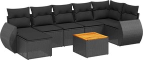 vidaXL Set mobilier de grădină cu perne, 8 piese, negru, poliratan