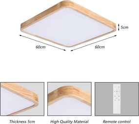 Brilagi - Lampă LED dimabilă WOODLINE SQUARE LED/80W/230V stejar 60x60 cm + telecomandă