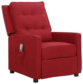 3093344 vidaXL Fotoliu de masaj cu ridicare, roșu vin, material textil