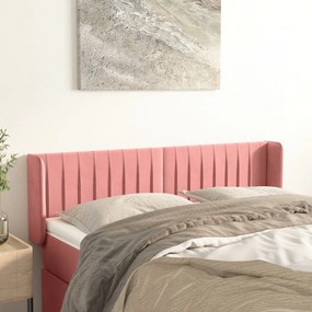 3119059 vidaXL Tăblie de pat cu aripioare roz 147x16x78/88 cm catifea