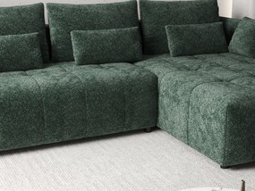 Colțar extensibil dumonde cu ladă de depozitare si sezut confortabil din spuma high-density, Malta Euphoria Green 235x185 cm