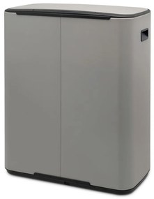 Coș de gunoi gri deschis de reciclat/cu pedală din oțel 60 l Bo – Brabantia