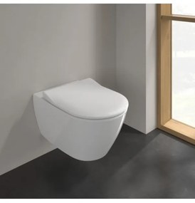 Set vas WC rimless suspendat, Villeroy&amp;Boch Subway 2.0, cu capac inchidere lenta si rezervor Geberit Duofix Sigma UP320