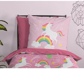 Lenjerie de pat pentru copii roz din microfibră pentru pat de o persoană 140x200 cm – Good Morning