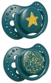 Lovi Silicon dinamic suzete 3-6m, Praf de stele - verde