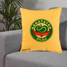 Perna Personalizata Sanatatea Cluj Servicii Publice 1986, 40x40 cm, Galben, Husa Detasabila, Perna Inclusa, BEKZ®