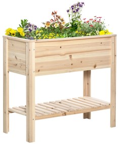 Outsunny Jardiniera sur pieds potager cu etajere din lamele 90 x 40 x 81 cm inserții de irigare, geotextil inclus lemn masiv | Aosom Romania