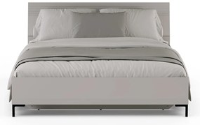 Pat matrimonial 160 cm Demandaron (taupe + stejar silverjack) (cu somieră) (cu sp. depozitare). 1116818