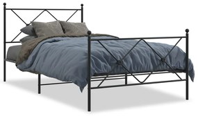 376515 vidaXL Cadru pat metalic cu tăblii de cap/picioare, negru, 100x200 cm