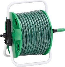 vidaXL Tambur furtun autonom verde set racorduri furtun 0,5" 50 m PVC