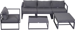 Outsunny set de mobilier de grădină 6 piese, canapele și scaune aluminiu, poliester, sticlă, gri pentu 4–5 persoane | Aosom Romania
