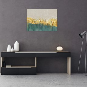 Tablou pe sticlă - Textura cu decor auriu (70x50 cm)