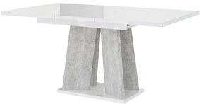Masă de sufragerie Mulnu (alb lucios + piatră) (pentru 4 până la 6 persoane). 1055227