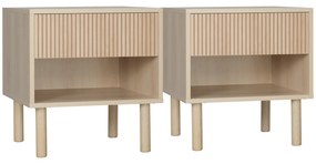 HOMCOM Noptiera moderna Set de 2, noptiere cu polita deschisa, masuta de cafea, dormitor, natural | Aosom Romania