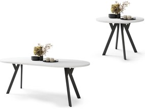 Mazzoni ALDO Alb Mat/picioare negre - MASĂ ROTUNDĂ STIL LOFT PENTRU SALON/SUFRAGERIE EXTENSIBILĂ CU PICIOARE ÎN FORMĂ DE "Y"