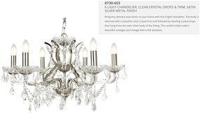 Candelabru stil clasic cu 6 brate Paris argintiu satin 8736-6SS SRT